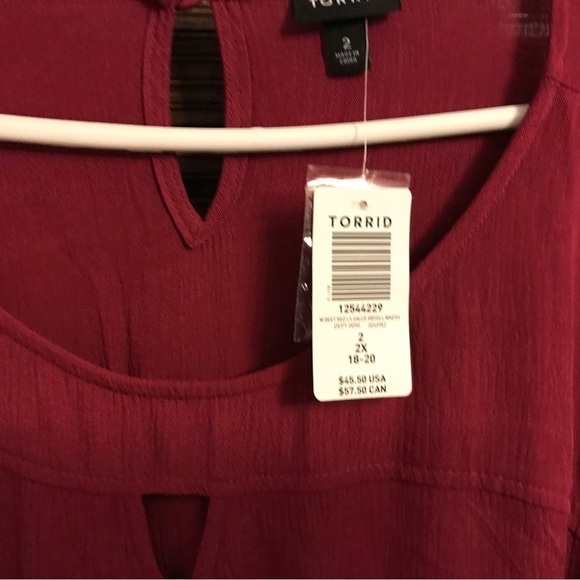 NWT Torrid Red Gauze Tunic Top - Picture 2 of 9